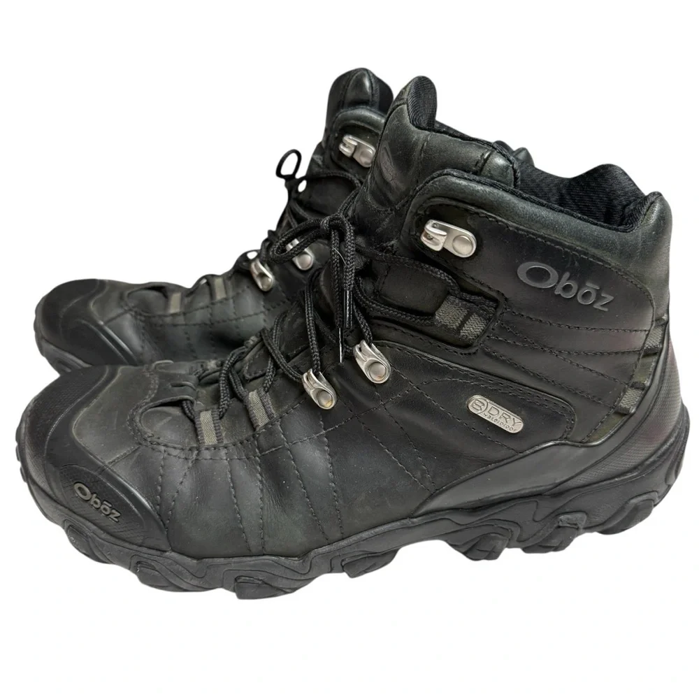 Oboz Bridger Men’s SZ 11.5 Dry Waterproof Black Leather Hiking Boots Shoes Walk